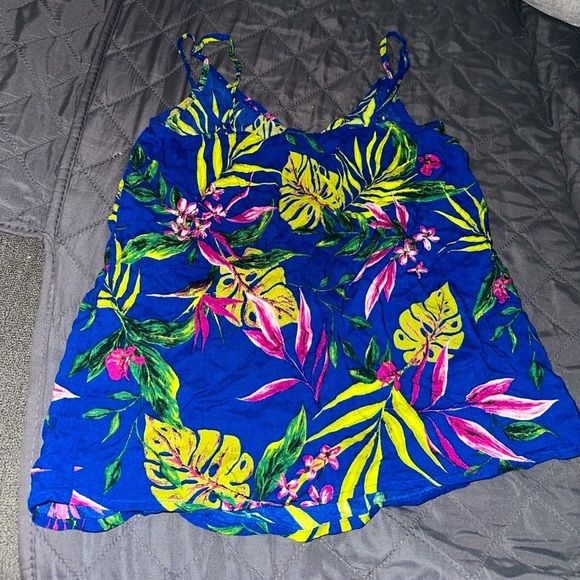 Tropical Blue Ruched Camisole Tank Top - Picture 4 of 4